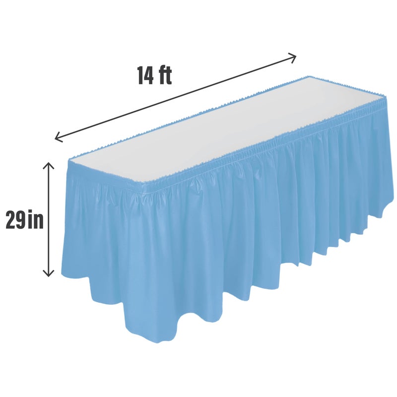 DecorRack Table Skirt, 29 in x 14 ft -BPA Free- Plastic Tableskirt, Disposable, Reusable, Rectangular Tablecloth Skirt, Light Blue (1 Pack) - Image 2